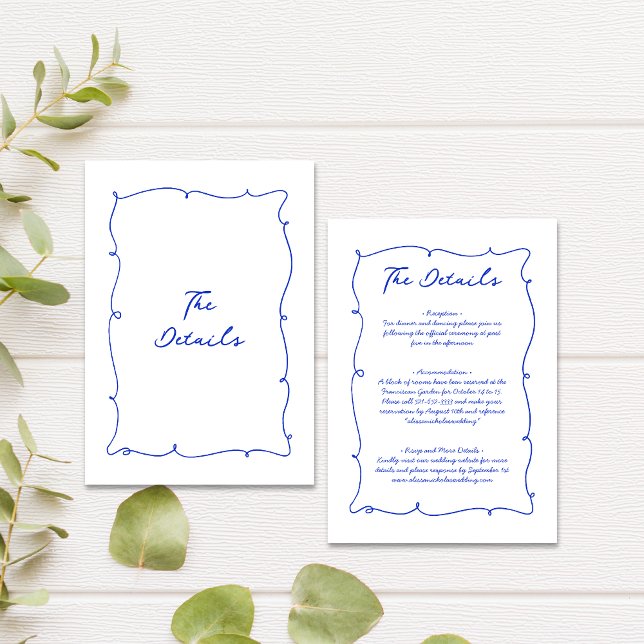 Modern Whimsical Wavy Hand Drawn Wedding Details Enclosure Card (Creator Uploaded)