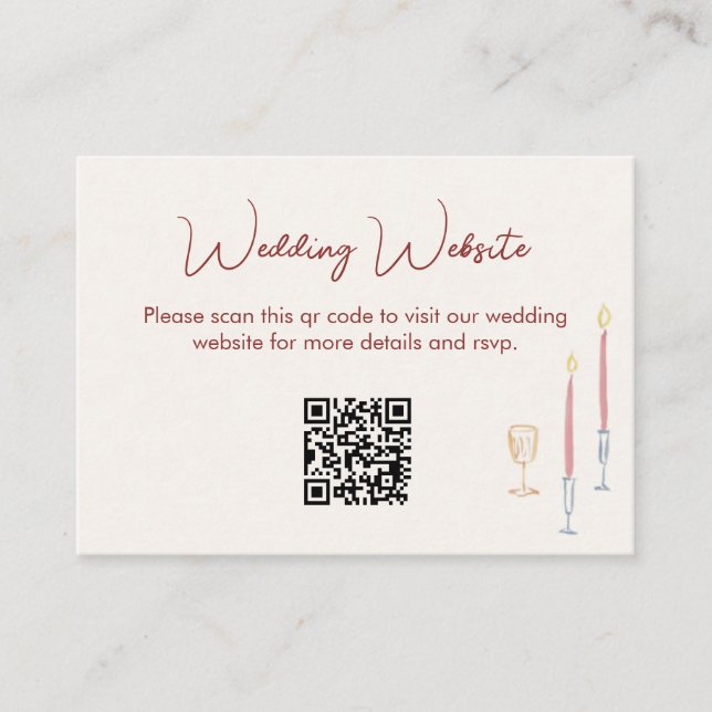modern whimsical Wedding Website QR Code Enclosure (Front)