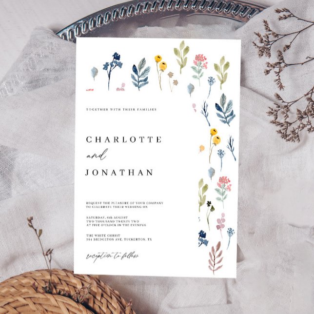 Modern Whimsical Wildflowers Wedding Invitation (Creator Uploaded)