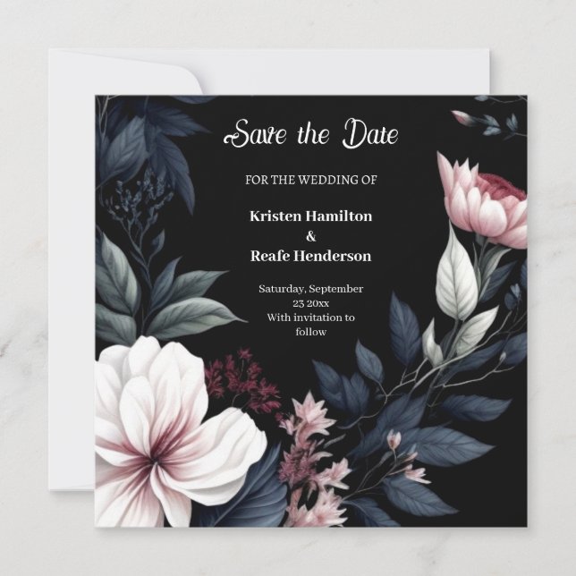 Modern Whimsy Botanical Wedding Save The Date (Front)