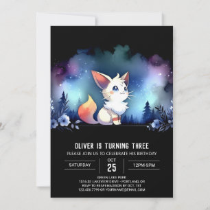 Modern Whimsy Cat Birthday Invitation