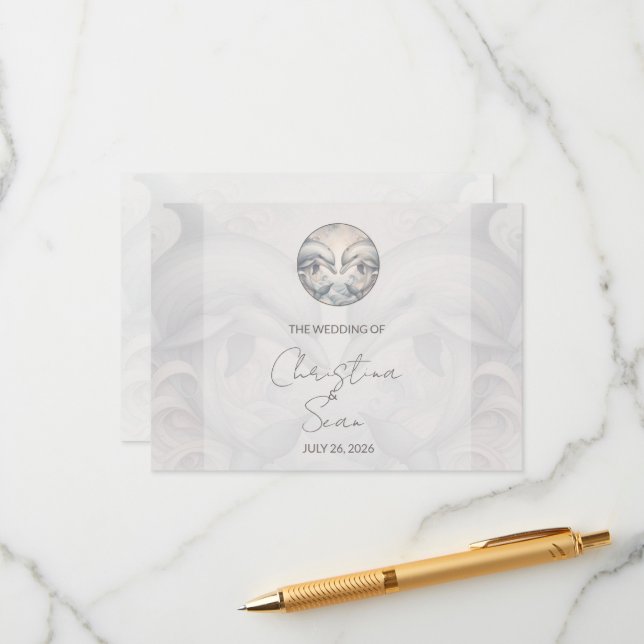 Modern Whimsy Dolphin Wedding Enclosure Card (Front/Back In Situ)