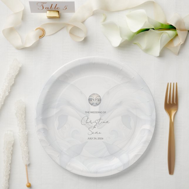 Modern Whimsy Dolphin Wedding Paper Plate (Wedding)