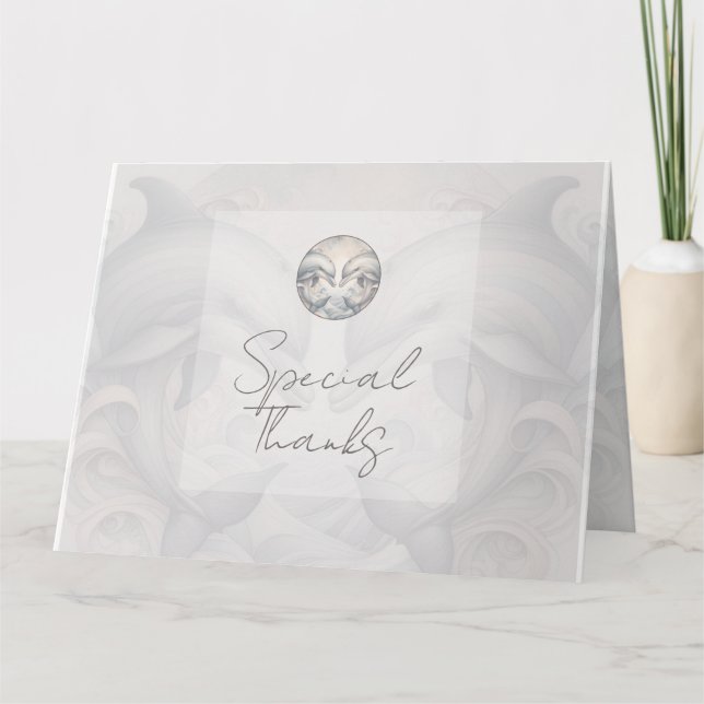 Modern Whimsy Dolphin Wedding Thank You Card (Front)