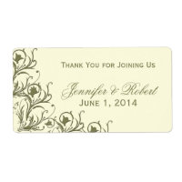 Modern Whimsy Floral Filigree Water Bottle Label