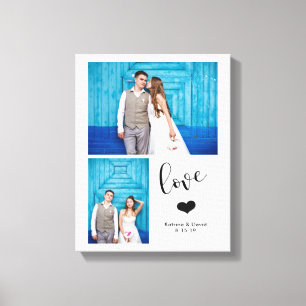 Modern Whimsy Two Photo Wedding Canvas Print