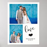 Modern Whimsy | Two Photo Wedding Poster<br><div class="desc">This fun,  stylish poster has a spot for two of your wedding photos,  plus the word "love" in whimsical typography along with a cute heart. Add your names and wedding date.</div>