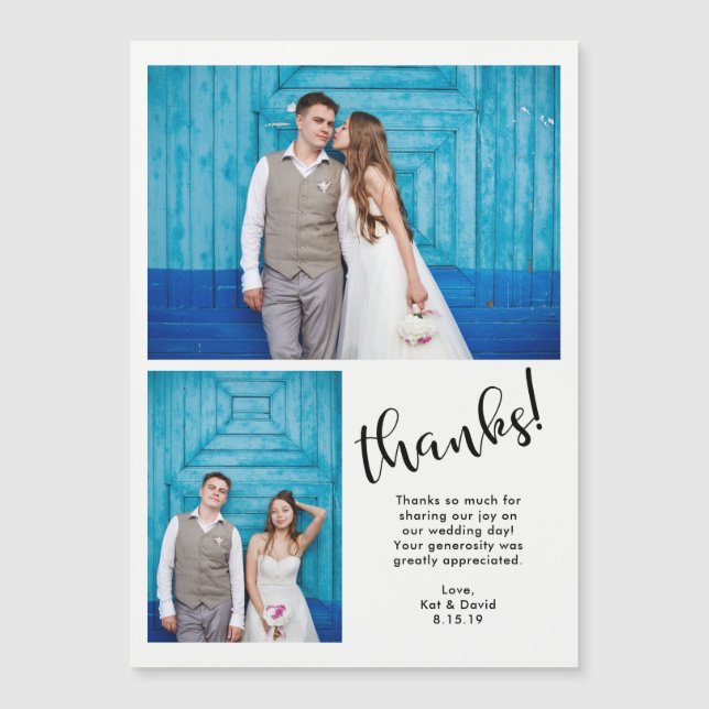 Modern Whimsy | Two Photo Wedding Thank You (Front)
