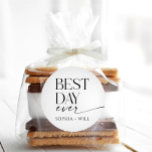 Modern Whimsy Wedding Thank You Folded Card Classic Round Sticker<br><div class="desc">Add these "Best Day Ever" stickers to your wedding favours,  treats,  gifts,  bags and more! Edit with your names.</div>