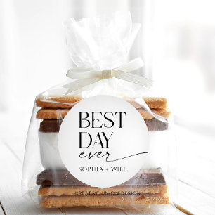 Modern Whimsy Wedding Thank You Folded Card Classic Round Sticker