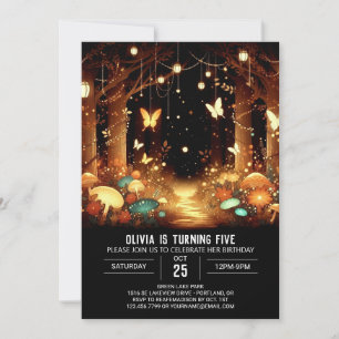 Modern Whimsy Woodland Digital Birthday Invitation