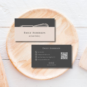 Modern Whisk Bakery Chef Caterer Blush Pink Gray Business Card