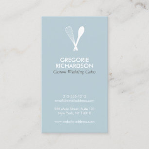 MODERN WHISK & SPOON LOGO on BLUE Business Card