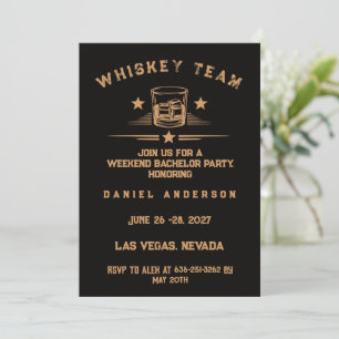 Modern Whiskey Themed Bachelor cocktail Party Invitation