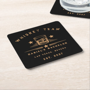 Modern Whiskey Themed Weekend Bachelor Party Square Paper Coaster
