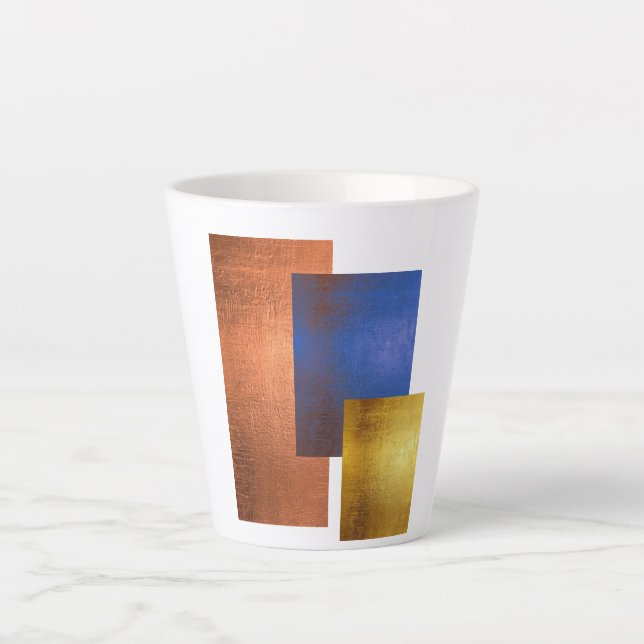 Modern White Abstract Geometric Latte Mug (Front)
