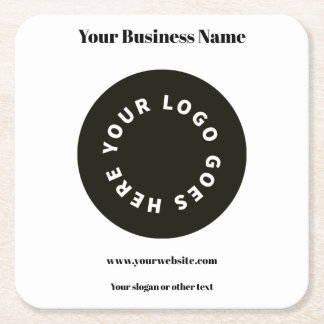 Modern White Add Your Logo Square Paper Coaster
