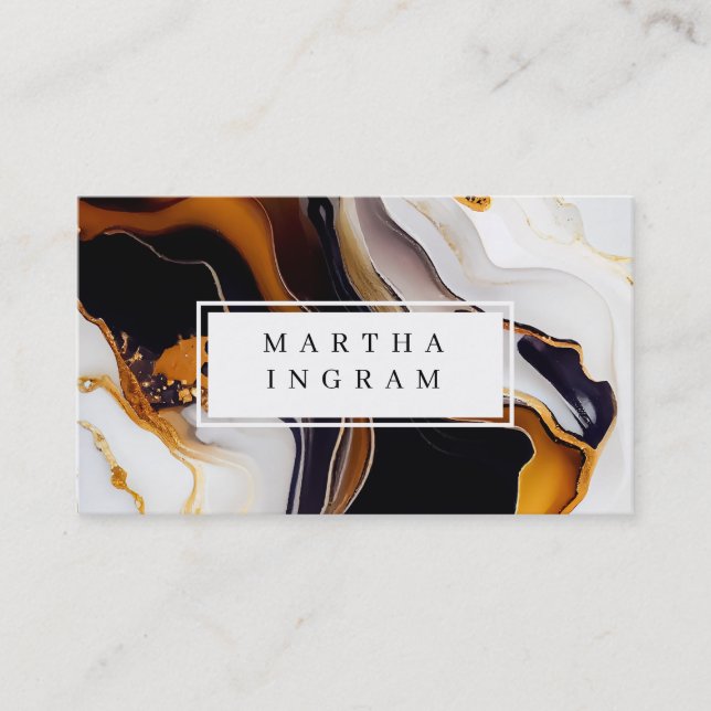 Modern White and Black and Golden Abstract  Busine Business Card (Front)