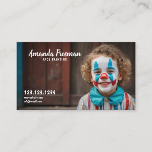 Modern White and Black Clown Face Painter Business Card