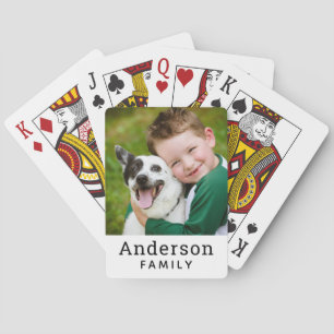 Modern White and Black Custom Family Photo Playing Cards