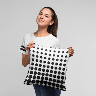 Modern White and Black Halftone Dots Cushion