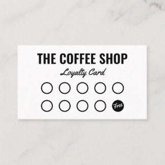 Modern white and black plain simple coffee shop loyalty card