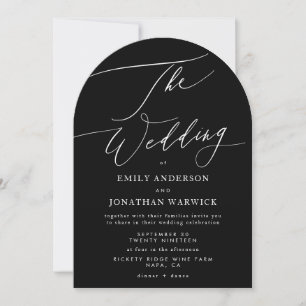 Modern White and Black Simple Wedding Arch Invitation
