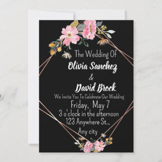 Modern White and Black Simple Wedding Invitation