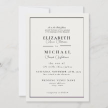 Modern White and Black Simple Wedding Invitation