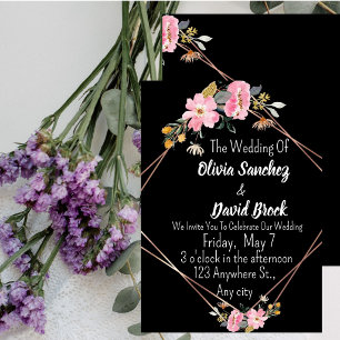 Modern White and Black Simple Wedding Invitation