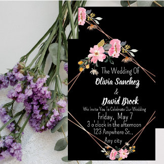 Modern White and Black Simple Wedding  Invitation