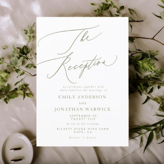 Modern White and Black Simple Wedding Reception Invitation
