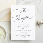 Modern White and Black Simple Wedding Reception Invitation<br><div class="desc">Modern White and Black Simple Wedding Reception Invitation for a modern wedding formal or informal. With white impressive modern calligraphy.</div>