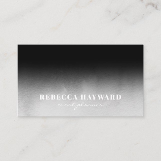 Modern white and black watercolor ombre elegant business card (Front)