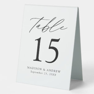 Modern White and Black Wedding Table Number