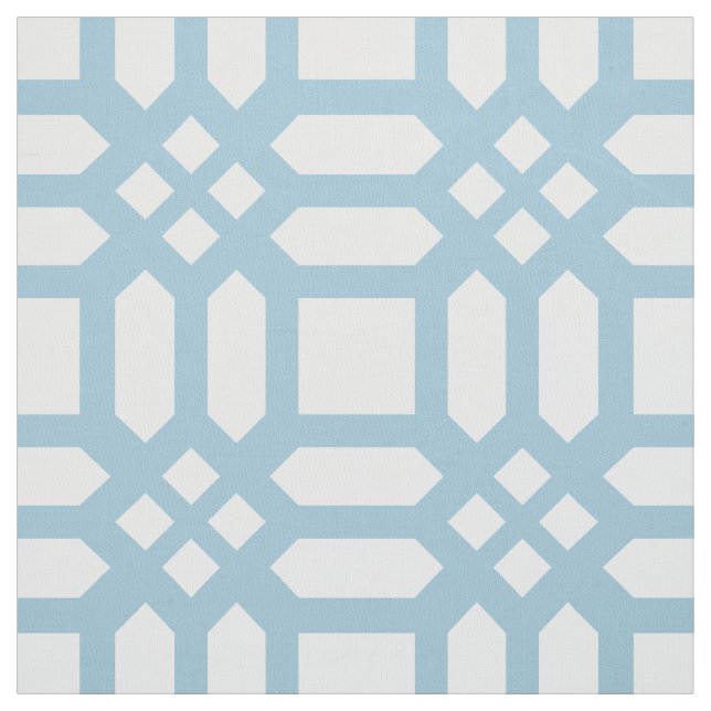 Modern White And Blue Geometric Pattern Fabric (Swatch)
