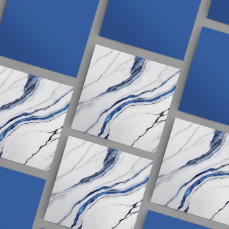 Modern White and Blue Minimalist Marble Tile