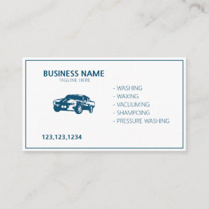 Modern White and Blue Mobile Car Wash & Detailing Business Card