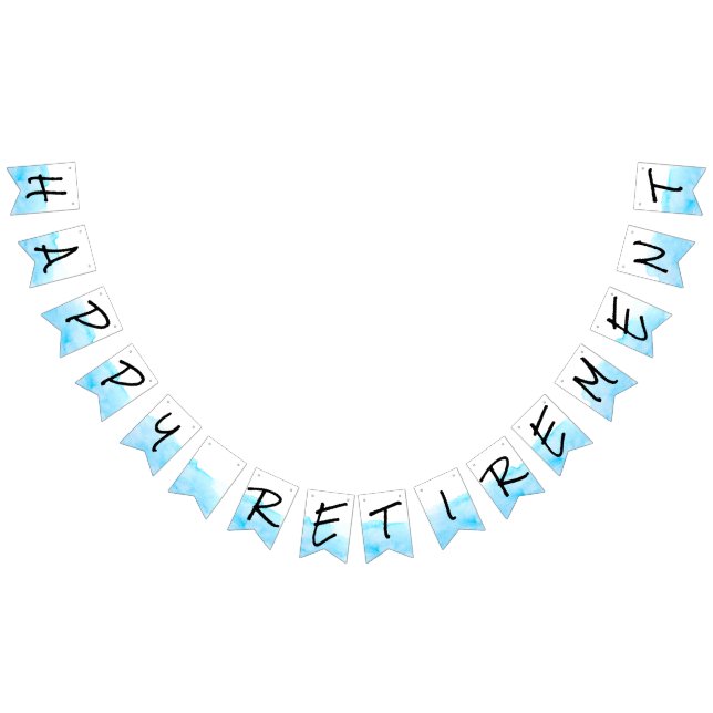  Modern White And Blue Watercolor Happy Retirement Bunting (All)