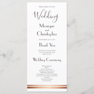 Modern White and Copper Wedding Program Programme