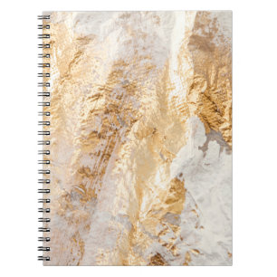 Modern White And Gold Brush Painted Background Tex Notebook