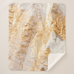 Modern White And Gold Brush Painted Background Tex Sherpa Blanket