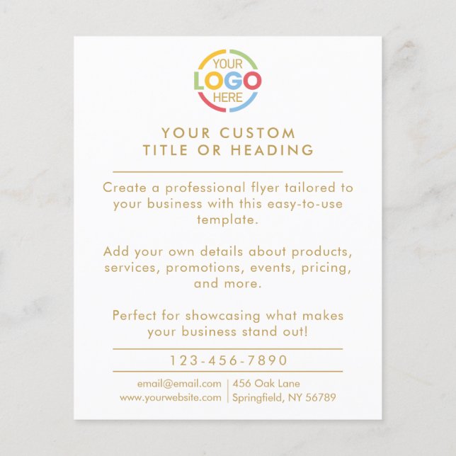 Modern White and Gold Business Logo Promotional Flyer (Back)