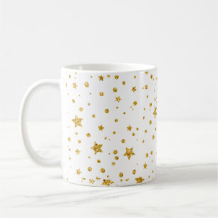 Modern White and Gold Celestial Stars Coffee Mug