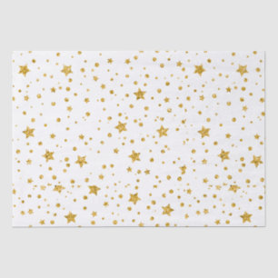 Modern White and Gold Celestial Stars Tissue Paper
