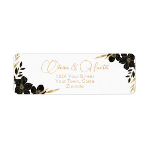 Modern White and Gold Floral wedding address