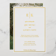 Modern White and Gold Foil Wedding Invitation