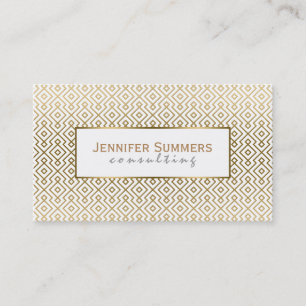 Modern White And Gold Geometric Pattern Business Card