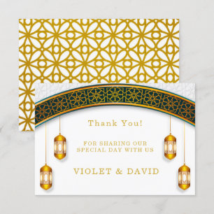 Modern White and Gold Islamic  Thank You Card