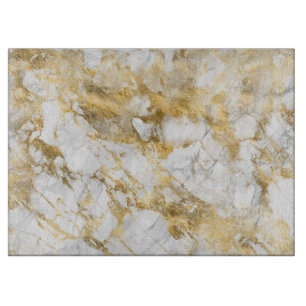 Modern White and Gold Marble Pattern Cutting Board